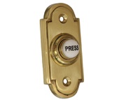 Prima Victorian Shaped Bell Push With China Press Button, Polished Brass - PB1417
