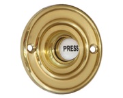 Prima Circular Shaped Bell Push (60mm, 76mm OR 100mm), Polished Brass OR Unlacquered Brass - PB1418 