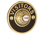Prima Visitors Circular Shaped Bell Push (81mm), Polished Brass & Black - PB1421