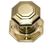 Prima Flat Octagonal Mortice Door Knobs (Un-Sprung), Polished Brass OR Unlacquered Brass - PB2004 (sold in pairs)