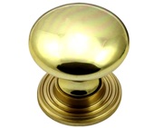 Prima Ringed Plate Cupboard Knob (32mm OR 38mm), Polished Brass - PB2027A