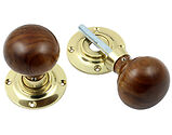Prima Rosewood Mushroom Un-Sprung Rim/Mortice Door Knob (57mm Diameter), Polished Brass - PB2035 (sold in pairs)