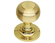 Prima Queen Anne Reeded Mortice Door Knobs (Half-Sprung), Polished Brass OR Unlacquered Brass - PB96