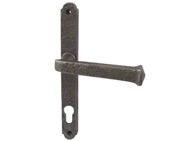 Frelan Hardware PVCu Lever Door Handles (240mm Backplate - 92mm C/C Euro Lock), Pewter - PEW700 (sold in pairs)