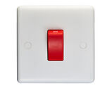 Carlisle Brass Eurolite Enhance White 45 Amp DP Switch, White Plastic With Red Rocker - PL3270