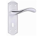 Zoo Hardware Project Range Asti Door Handles On Backplate, Dual Finish Satin Chrome & Polished Chrome - PR061SCCP (sold in pairs)