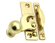 Prima Locking Or Non-Locking Ball End Claw Window Fastener (64mm x 18mm), Polished Brass - PB2020