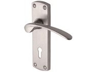 M Marcus Project Hardware Luca Design Door Handles On Backplate, Satin Chrome - PR400-SC (sold in pairs)