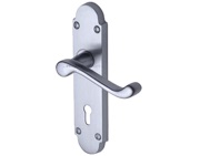 M Marcus Project Hardware Milton Design Door Handles On Backplate, Satin Chrome - PR500-SC (sold in pairs)