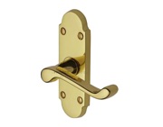 M Marcus Project Hardware Milton Design Door Handles On Short Latch OR Bathroom Privacy, Polished Brass - PR505-PB (sold in pairs)