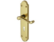 M Marcus Project Hardware Kensington Design Door Handles On Backplate, Polished Brass - PR7048-PB (sold in pairs)