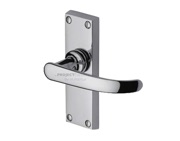 M Marcus Project Hardware Avon Design Door Handles On Short Backplate, Polished Chrome - PR910-PC (sold in pairs)