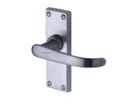 M Marcus Project Hardware Avon Design Door Handles On Short Backplate, Satin Chrome - PR910-SC (sold in pairs)