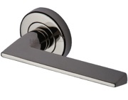 Heritage Brass Pyramid Door Handles On Round Rose, Polished Nickel - PYD3535-PNF (sold in pairs)