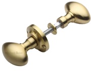 Heritage Brass Suffolk Rim Door Knobs, Satin Brass - RIM V960-SB (sold in pairs)