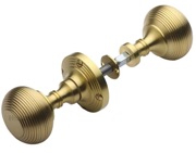 Heritage Brass Reeded Rim Door Knob, Satin Brass - RIM V971-SB (sold in pairs)