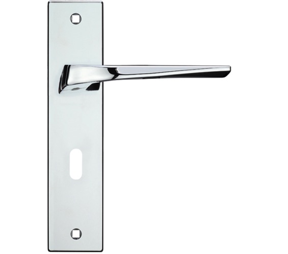 Zoo Hardware Rosso Maniglie Lyra Door Handles On Backplate, Polished Chrome - RM091CP (sold in pairs)