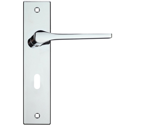 Zoo Hardware Rosso Maniglie Draco Door Handles On Backplate, Polished Chrome - RM131CP (sold in pairs)