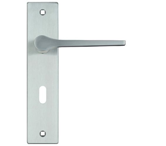 Zoo Hardware Rosso Maniglie Draco Door Handles On Backplate, Satin Chrome - RM131SC (sold in pairs)