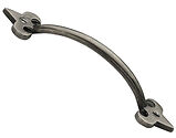 M Marcus Solid Bronze Fleur-De-Lys Cabinet Pull Handle (106mm, 159mm OR 203mm Length), Rustic Pewter - RPW1092