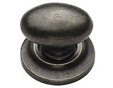 M Marcus Solid Bronze Oval Cabinet Knob On Round Rose (32mm OR 38mm), Rustic Pewter - RPW179