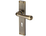 Heritage Brass Charlbury Reeded Door Handles On Backplate, Antique Brass - RR3000-AT (sold in pairs)