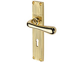 Heritage Brass Charlbury Reeded Door Handles On Backplate, Polished Brass - RR3000-PB (sold in pairs)