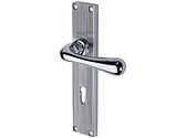 Heritage Brass Charlbury Reeded Door Handles On Backplate, Polished Chrome - RR3000-PC (sold in pairs)
