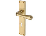 Heritage Brass Charlbury Reeded Door Handles On Backplate, Satin Brass - RR3000-SB (sold in pairs)