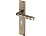 Heritage Brass Octave Reeded Door Handles On Backplate, Antique Brass - RR3700-AT (sold in pairs)