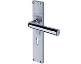 Heritage Brass Octave Reeded Door Handles On Backplate, Polished Chrome - RR3700-PC (sold in pairs)