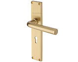 Heritage Brass Octave Reeded Door Handles On Backplate, Satin Brass - RR3700-SB (sold in pairs)