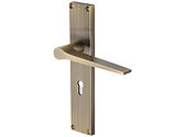 Heritage Brass Gio Reeded Door Handles On Backplate, Antique Brass - RR4700-AT (sold in pairs)
