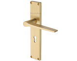 Heritage Brass Gio Reeded Door Handles On Backplate, Satin Brass - RR4700-SB (sold in pairs)
