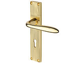 Heritage Brass Sutton Reeded Door Handles On Backplate, Polished Brass - RR5000-PB (sold in pairs)