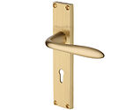 Heritage Brass Sutton Reeded Door Handles On Backplate, Satin Brass - RR5000-SB (sold in pairs)