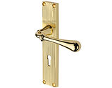 Heritage Brass Roma Reeded Door Handles On Backplate, Polished Brass - RR6000-PB (sold in pairs)
