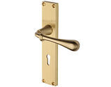Heritage Brass Roma Reeded Door Handles On Backplate, Satin Brass - RR6000-SB (sold in pairs)