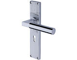 Heritage Brass Bauhaus Reeded Door Handles On Backplate, Polished Chrome - RR7300-PC (sold in pairs)