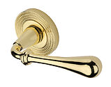 Heritage Brass Roma Reeded Design Door Handles On Round Rose, Polished Brass - RR7156-PB (sold in pairs)