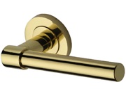 Heritage Brass Phoenix Door Handles On Round Rose, Polished Brass - RS2017-PB (sold in pairs)