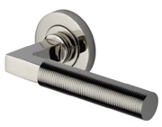 Heritage Brass Spectral Bauhaus Door Handles On Round Rose, Polished Nickel - RS2261-PNF (sold in pairs)