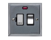 M Marcus Electrical Elite Stepped Plate Fused Spurs (Switched), Satin Chrome Dual Finish, Black Or White Trim - S03.836.SCPC