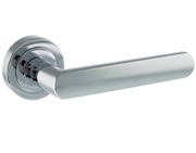 Atlantic Status Michigan Door Handles On Round Rose, Polished Chrome - S31RPC (sold in pairs)