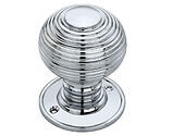 Spira Brass Beehive Mortice/Rim Door Knob (60mm), Polished Chrome - SB2106PC (sold in pairs)