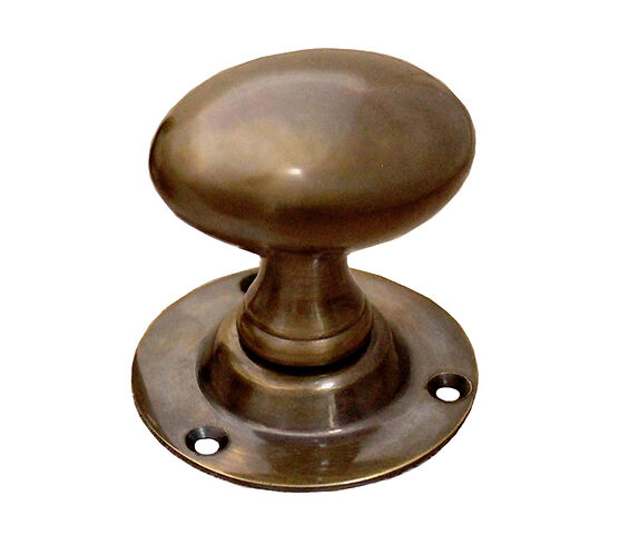 Spira Brass Oval Mortice Door Knob (60mm), Antique Finish