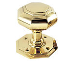 Spira Brass Octagonal Mortice Door Knob (83mm), Polished Brass - SB2110PB (sold in pairs)