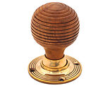 Spira Brass Rosewood Beehive Rim/Mortice Door Knob (60mm), Aged Brass - SB2116AB (sold in pairs)