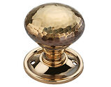 Spira Brass Hammered Mushroom Mortice Door Knob (50mm Diameter Rose), Aged Brass - SB2126AB (sold in pairs)