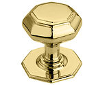 Spira Brass Octagonal Centre Door Knob, Polished Brass - SB2201PB